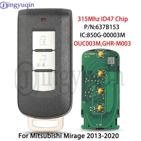 Умный Автомобильный Ключ Для Mitsubishi Mirage Eclipse Cross 2013-2024 Jingyuqin OUC003M GHR-M003/OUCGHR-M013 315 МГц С Чипом...
