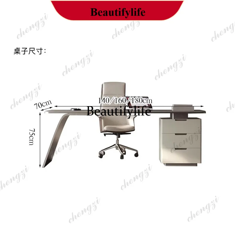 

YL Italian Luxury Sintered Stone Computer Desks Modern Simple Study Bedroom Office Desk High End Writing Desk Office Furniture