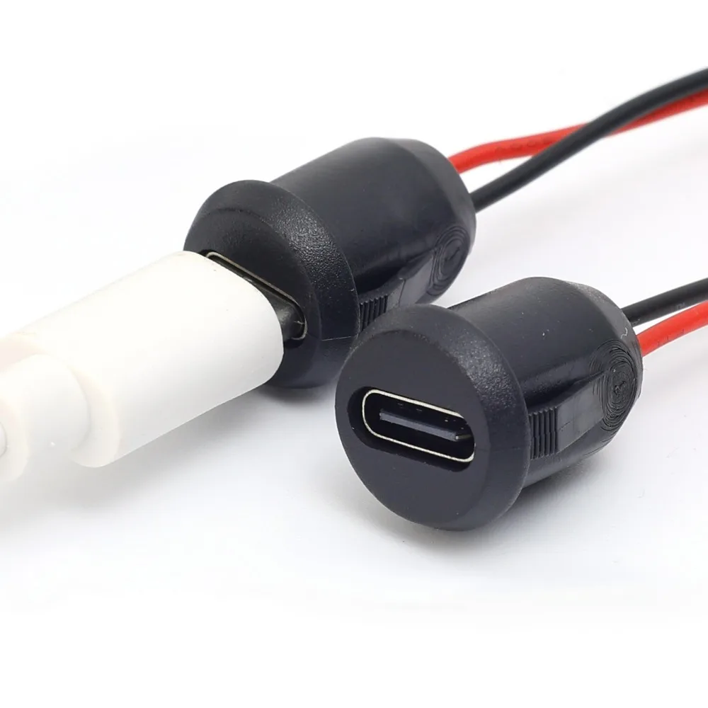 2P USB C Female Connector Waterproof PVC Socket 5V/3A Fast Charging Type-C Port Extension Wire Cable Car Motorcycle DIY Parts view 4