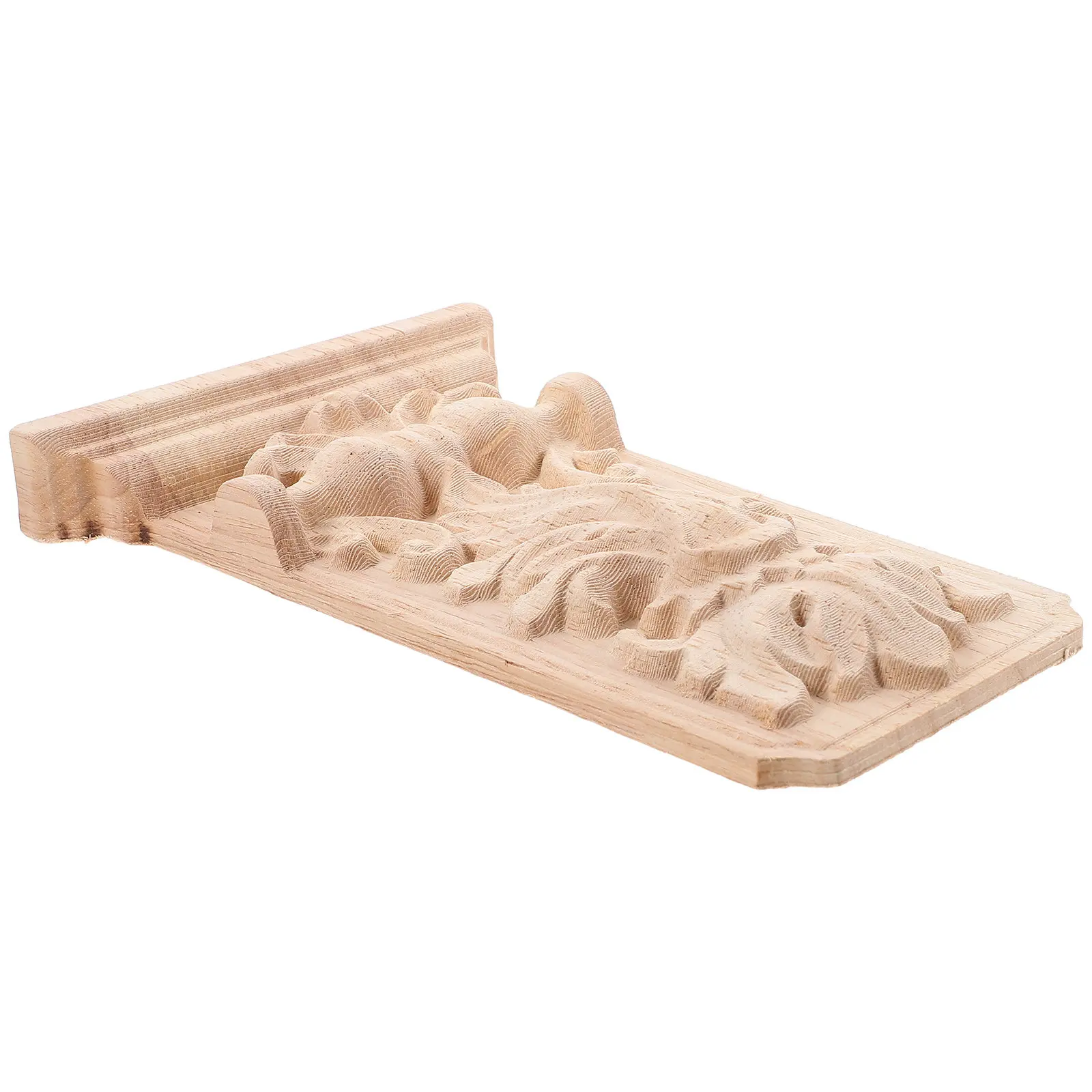 Unfinished Solid Wood Carved Onlay Appliques European Style Corbel Bracket Decorative Corner Flowers for Doorway Archway