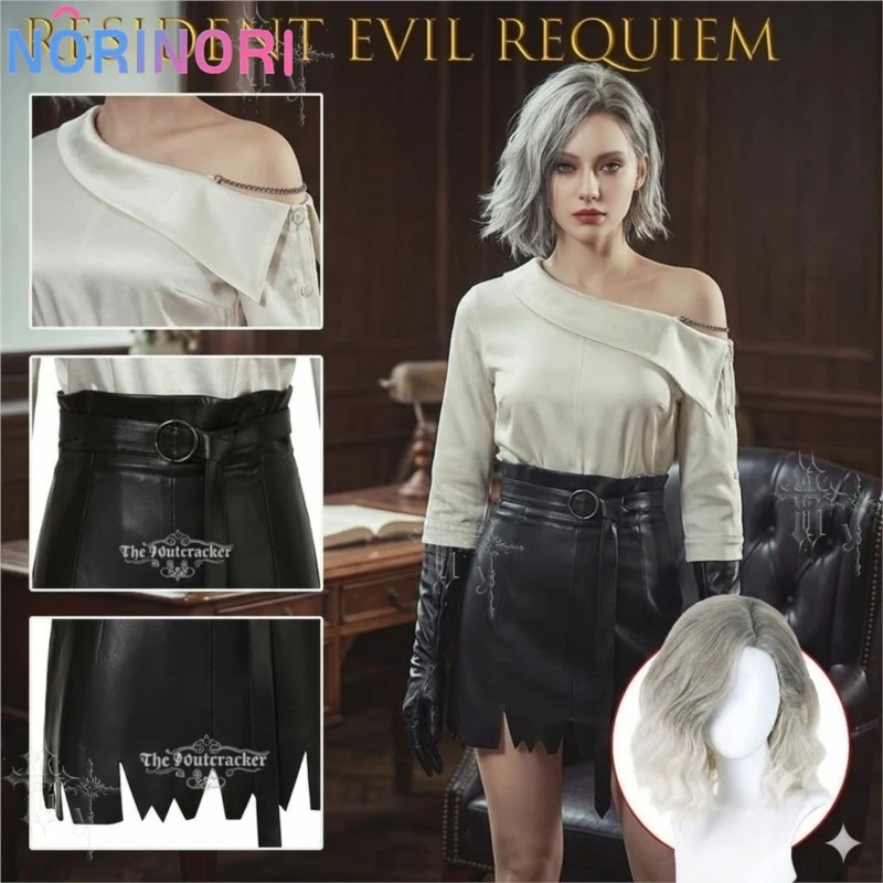 

Cosplay Game Resident Cos Evil Requiem Ashcroft Grace Costume Black Evening Dress Wig Fullset Woman Cosplay Accessory Anime Game