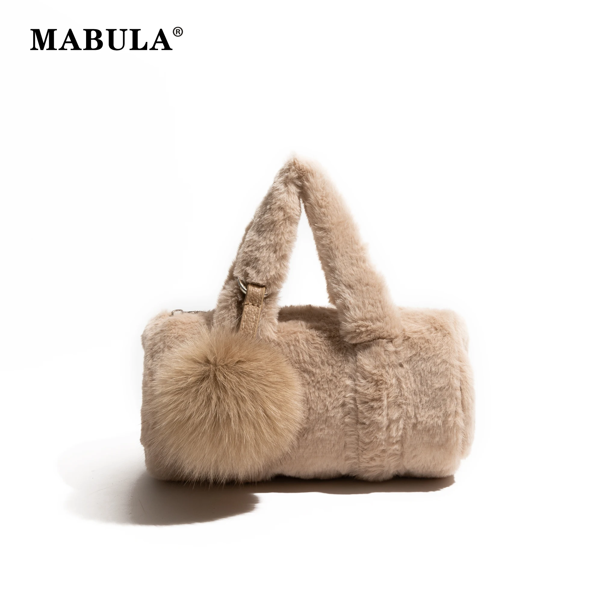 MABULA Faux Fur Shoulder Bag Luxury Designer Handbags Y2K Korean Luxury Fashion Fury Cute Fury Bag Female Simple Handbags