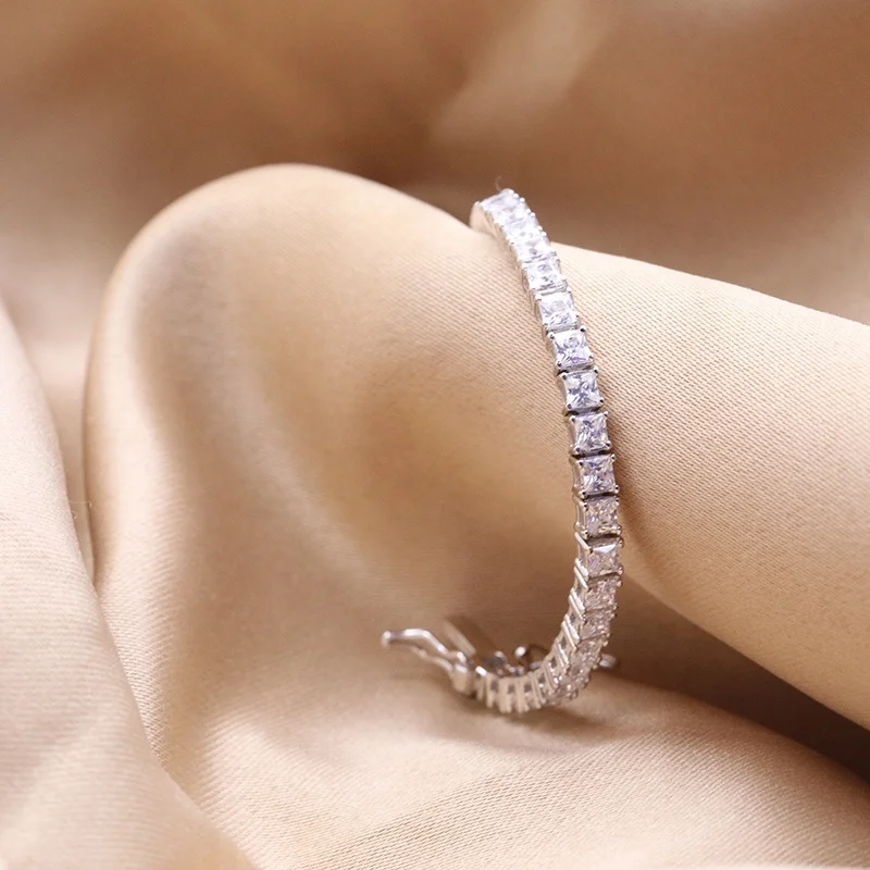 China Wholesaler Ladies Jewelry Fashion Charm 925 Sterling Silver Tennis Bracelet for Women Men Silver Bracelet