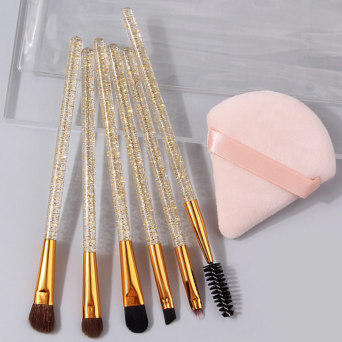 7pcs flash powder makeup brush eye details brush eye shadow brush eyelash brush wet dry sponge powder puff beauty tool