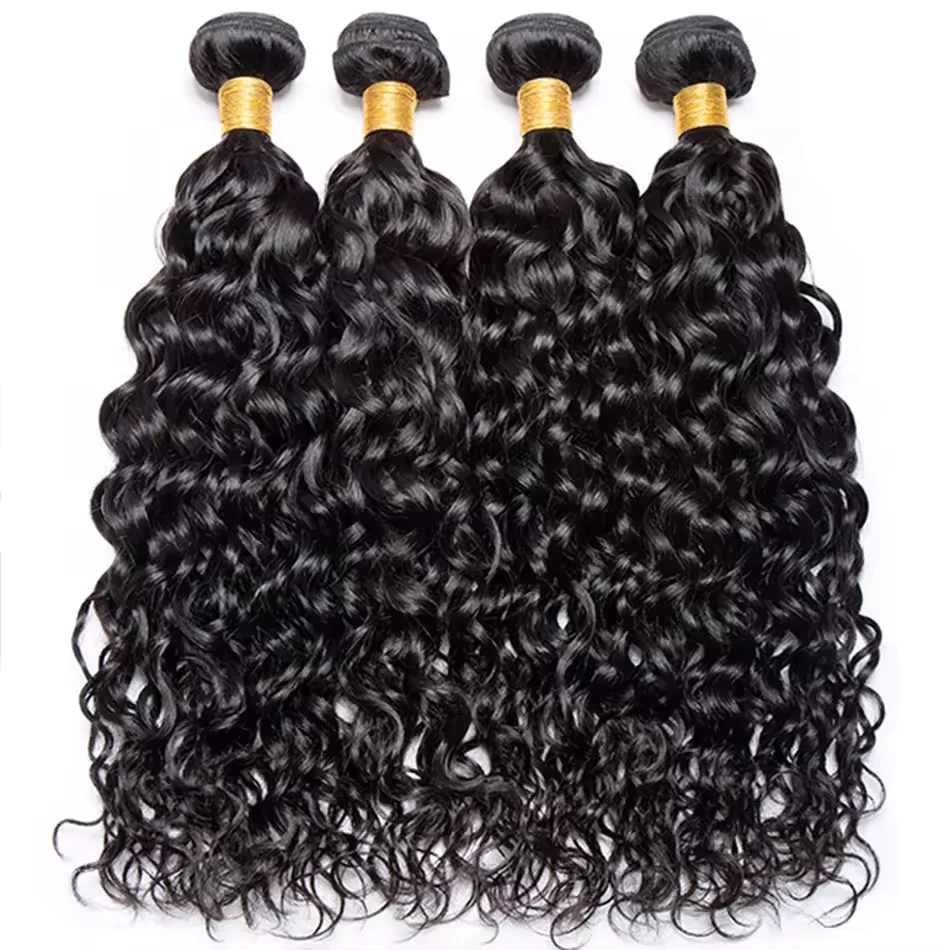 Water Wave Bundles With 4x4 Lace Closure Burmese Virgin Human Hair Water Curly Bundles With Closure Human Hair Weave Extension