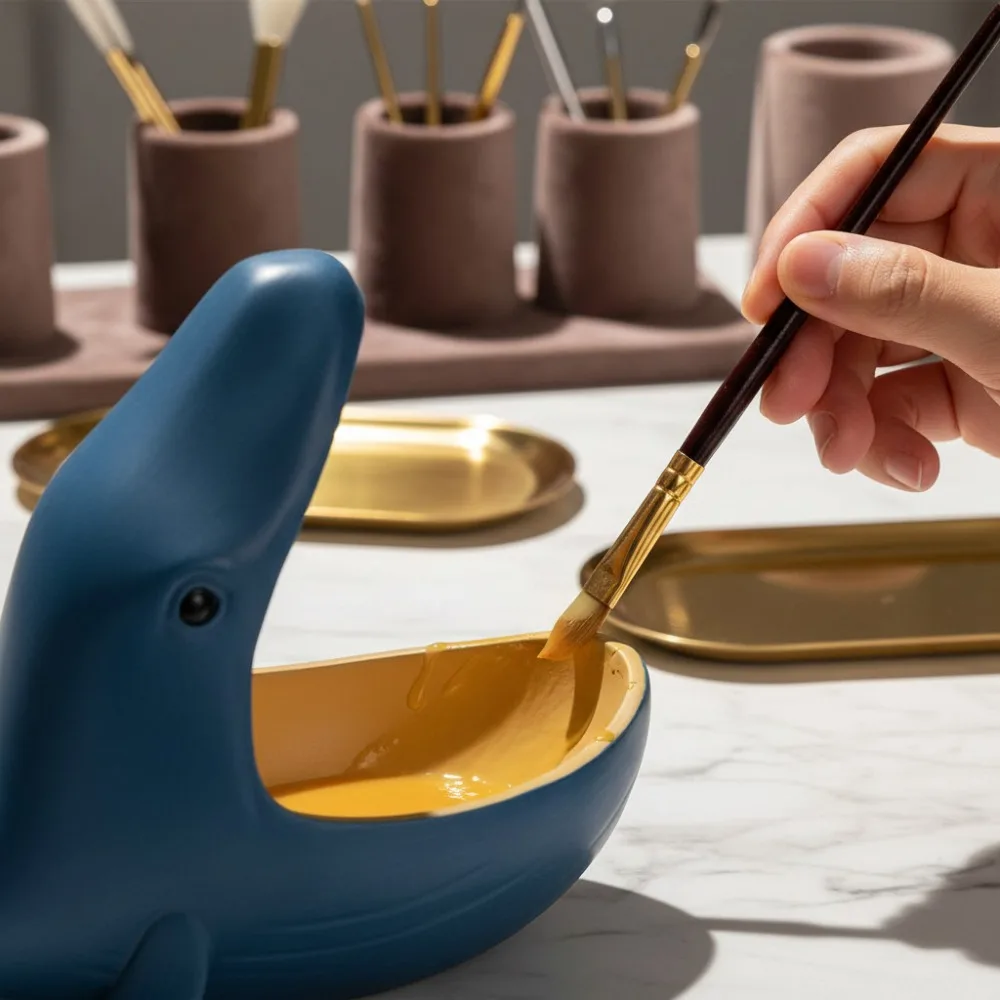 Creative Big Mouth Whale Resin Storage Animal Sculpture Craft Ornament for Home Decoration Gift for Living Room Entrance Hall view 5