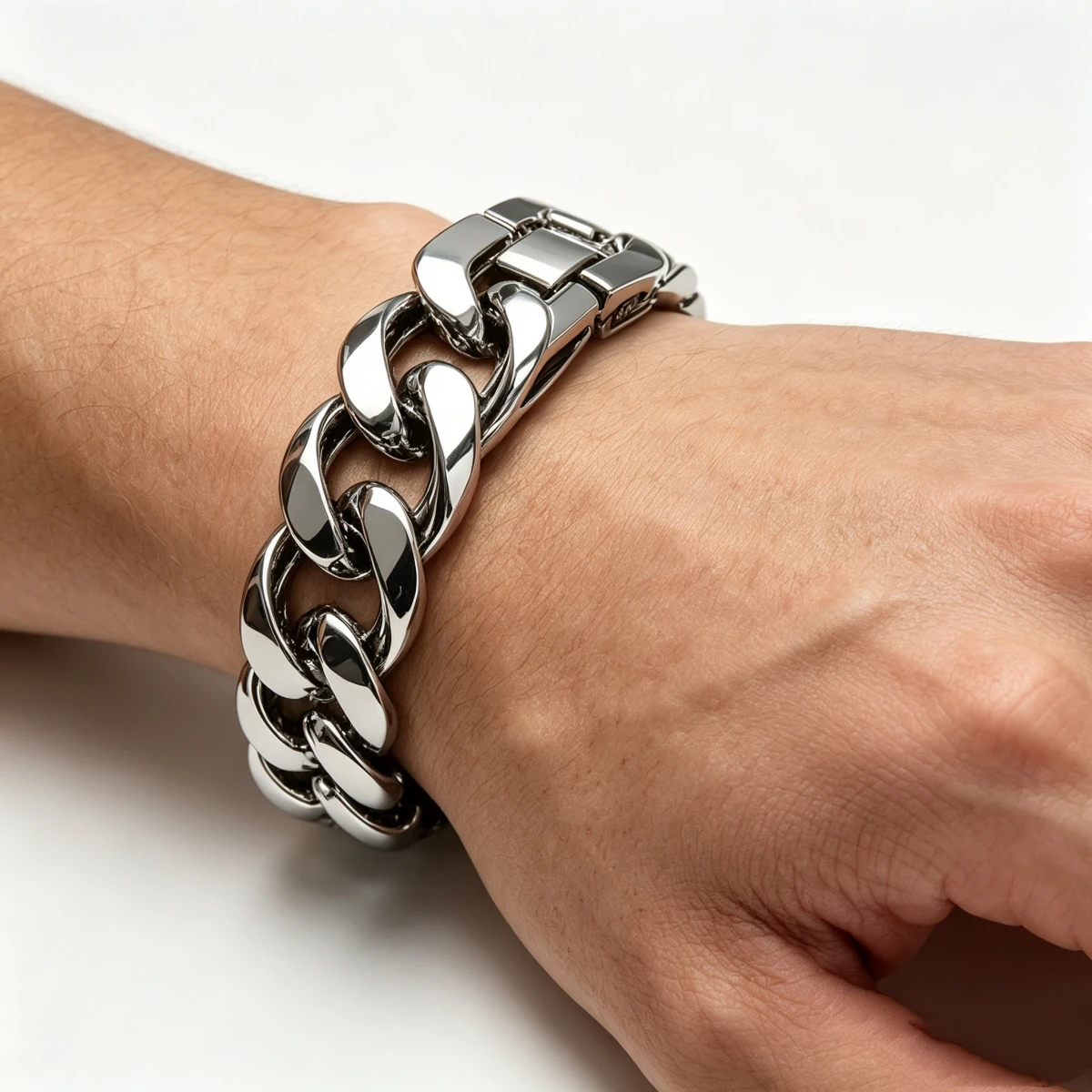Ceramic Link Bracelet - Bracciale a catena cubana in acciaio