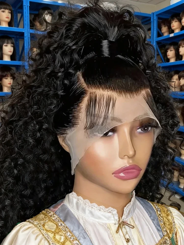 

300% High Density Long Deep Wave Lace Frontal Wigs for Women Glueless Wet and Wave Lace Frontal Wigs 40 42 Inch Transparent 13x6 HD Lace Front Wigs Human Hair Pre Plucked With Baby Hair Bleached Knot Original Vietnamese Jerry Bouncy Curly Wigs Female