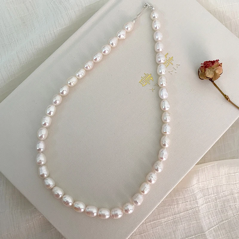 ASHIQI New Natural Freshwater Pearl Necklace 925 Sterling Silver Buckle Fashion Jewelry for Girls