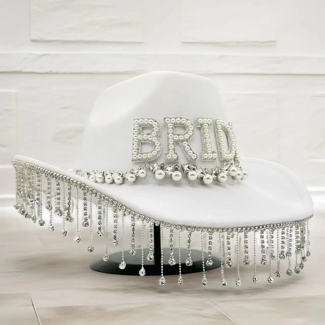 HongLuan White Wedding Costume Hat Adult, Cowboy Hats Rhinestone for Woman, Cowboy Cosplay Female Accessories & Cowgirl Cap