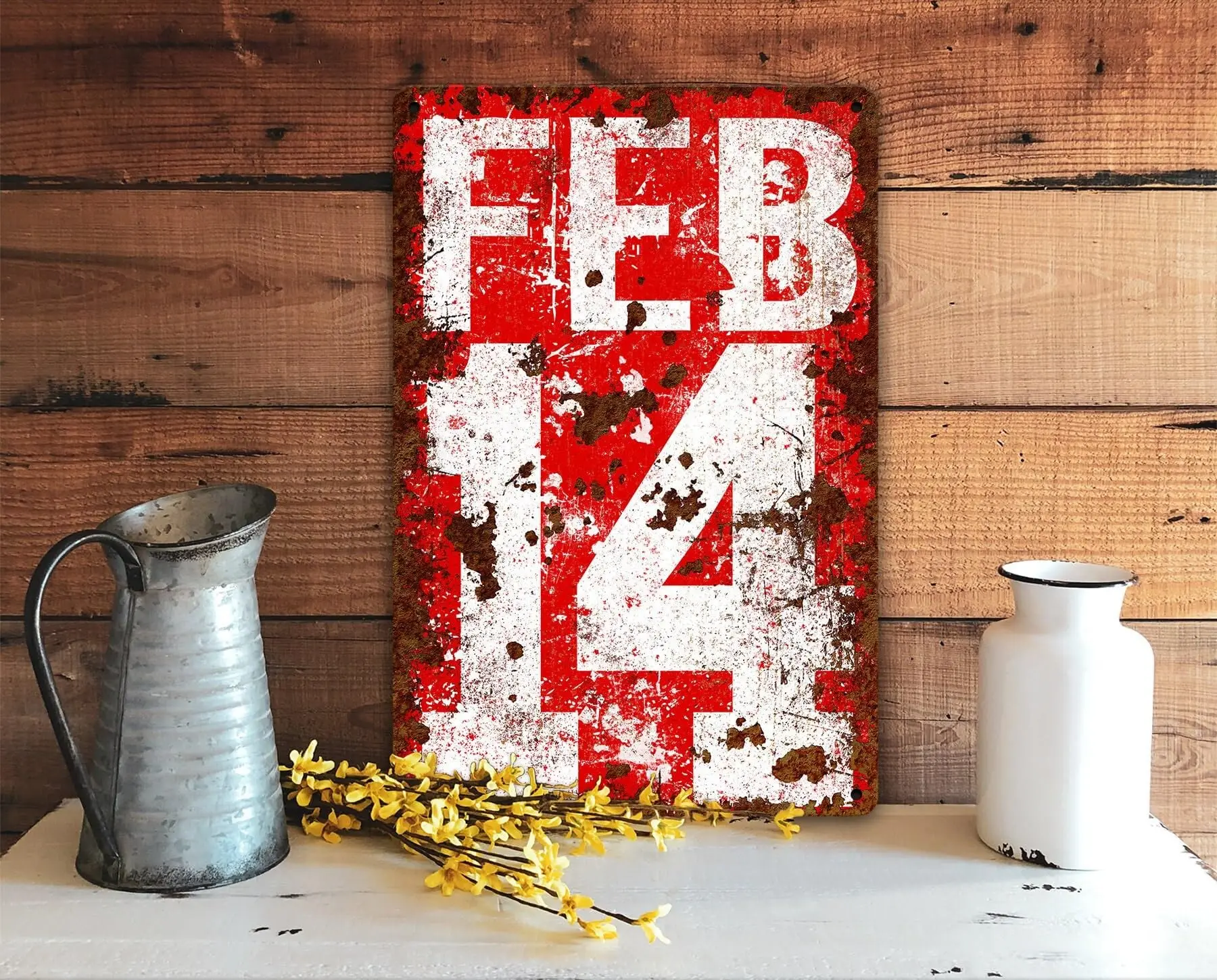 Valentines Day FEB 14 Date Number Decoration Tin Sign Retro Wall Decor Metal Sign 8