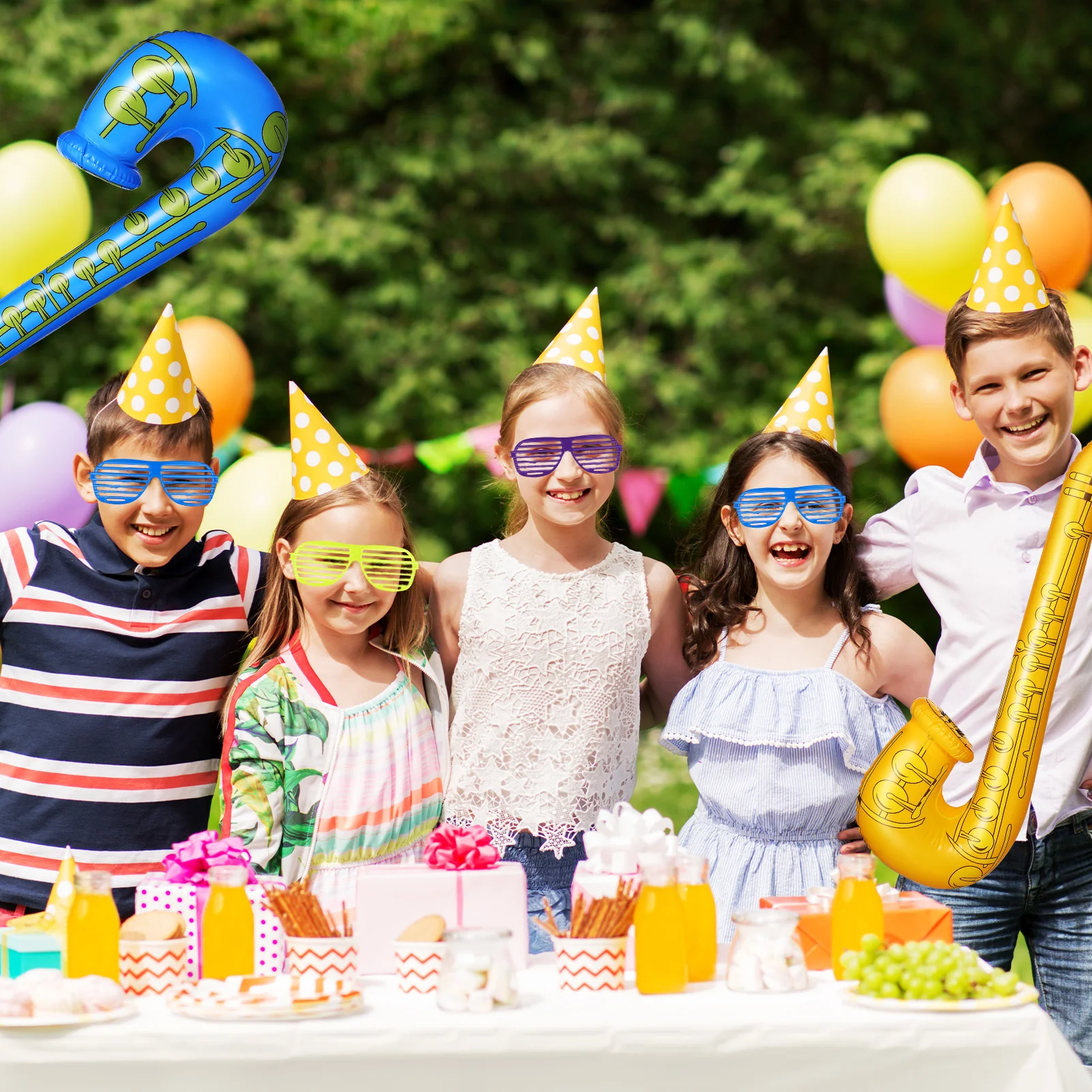 

12 pcs Inflatable Party Props Interactive Instruments Microphone Saxophone Blow Up Photo Booth Dance Floor Decorations For Kids