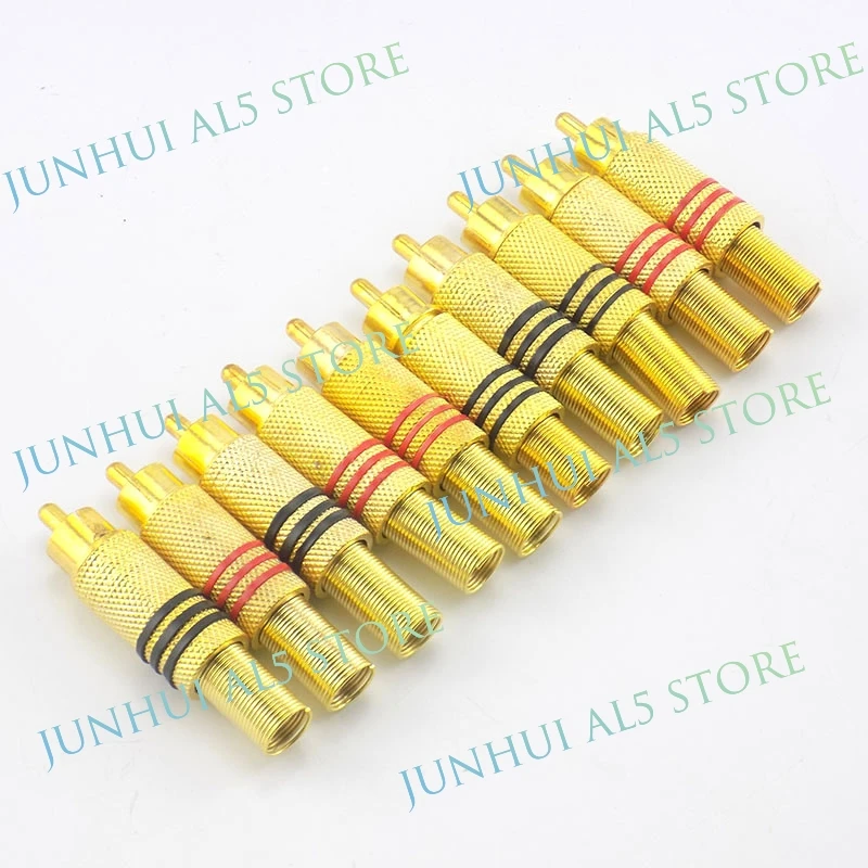 1/2/5/10pcs RCA Male Plug Connector Non Solder Gold Plated Red+Black Audio Cable Adapter for Video Camera CCTV Camera Security