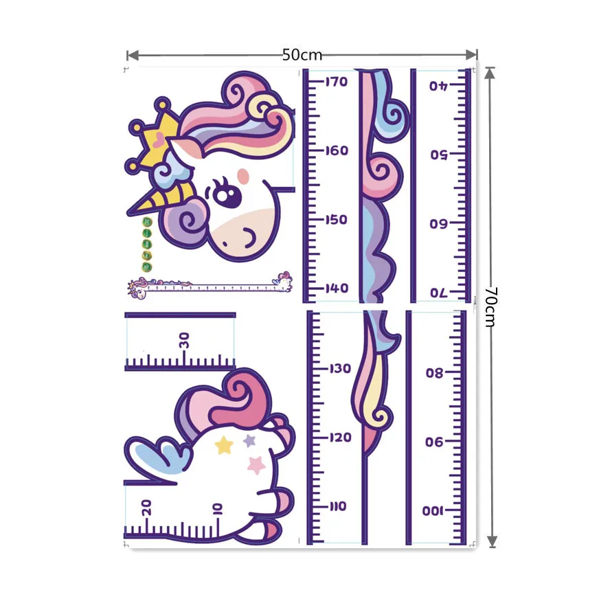 1pc Cartoon Animals Height Measure Wall Sticker Unicorn Dinosaur Wallpaper for Kids Room Nursery Child Growth Ruler Growth Chart