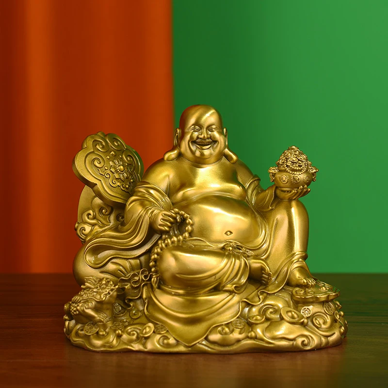 Pure Copper Maitreya Statue Ornament, Big-Bellied , Fortune-Bringing Laughing Buddha, Home Living Room And Buddhist