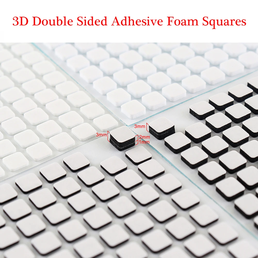 3D Double Sided Adhesive Foam Square Black and White Permanent Sticky Dimensional Adhesives for Adding Depth Layered Card Making