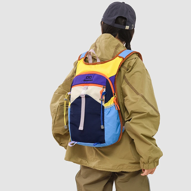 

New Fashion Contrasting Color Travel Backpack Outdoor Sports Hiking Backpack Dopamine Color Series Girl's Backpack Lightweight
