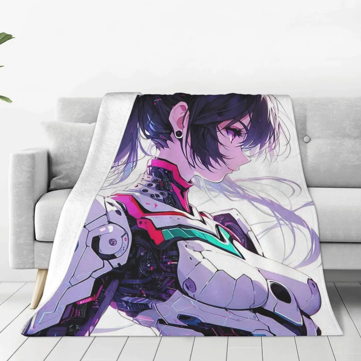 

Anime Girl Mecha Blanket Fleece Multi-function Sofa Throw Blankets For Home Bedroom Outdoor Throws Bedspread Quilt