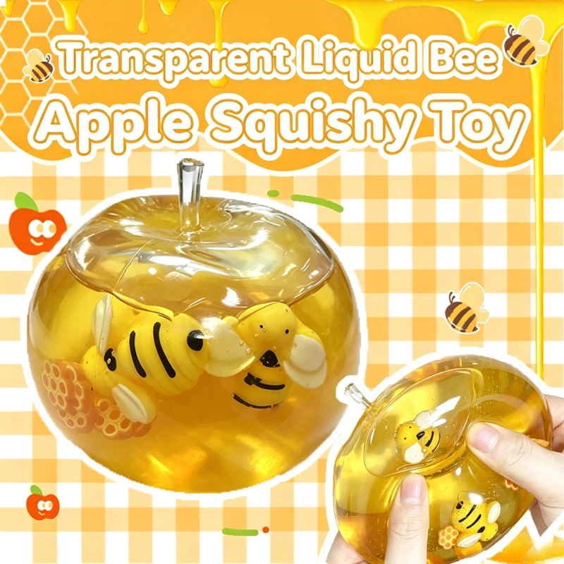 Honey Apple Stress Ball Jelly Texture Slow Rebound Liquid Apple Squeeze Ball Stress Relief Fidget Toy Christmas Gifts for Adults