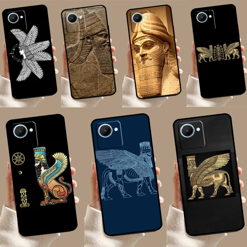 Lamassu Assyrian Winged Lion For Realme C51 C31 C67 C55 C53 C35 C33 C30 C21Y C25s 9 10 11 12 Pro Plus GT Neo 5 6 Case