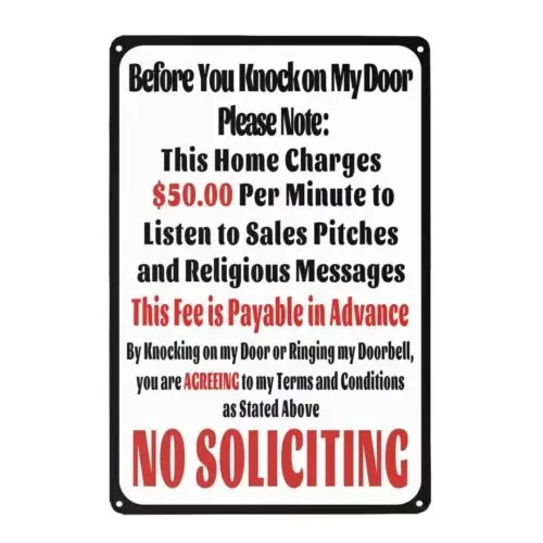 CCPARTON Metal Sign No Soliciting Sign,Before You Knock On My Door Signs 8x12