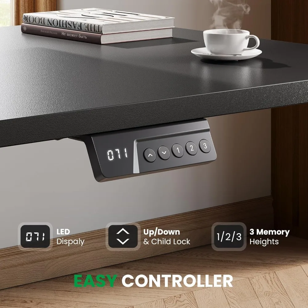 طاولة قائمة على شكل حرف L - طاولة زاوية قابلة للتعديل مقاس 63 × 55 بوصة مع محطة شحن - طاولة قائمة على شكل حرف L #5