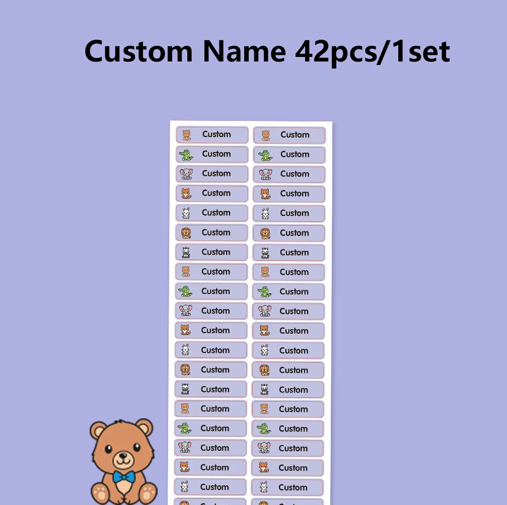 42/84/126pc animals Tag Textbook Tag Pencil Label Water Cup Label For Office Supplies, Water Bottle Stickers