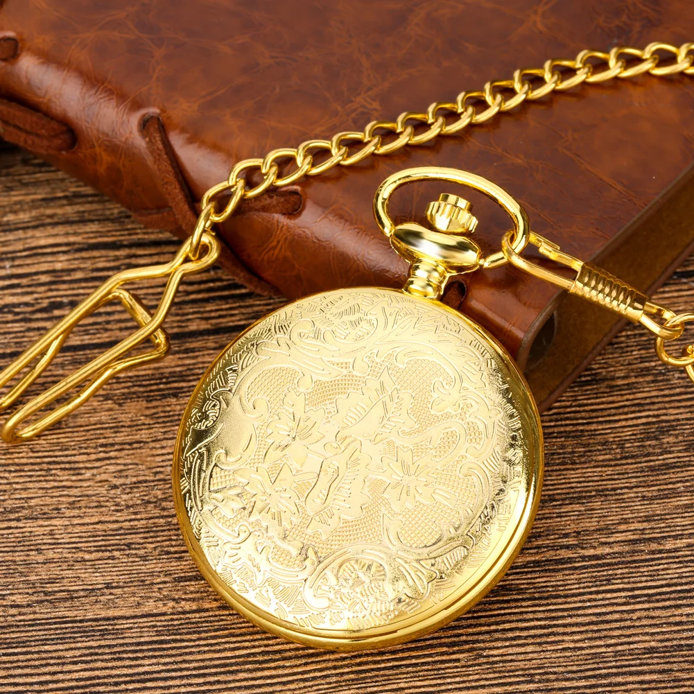 Charm Gold/Bronze Dragonfly/Butterfly Half Cover Quartz Pocket Watch Men Women Elegant Fob Chain Necklace Pendant Pocket Watch