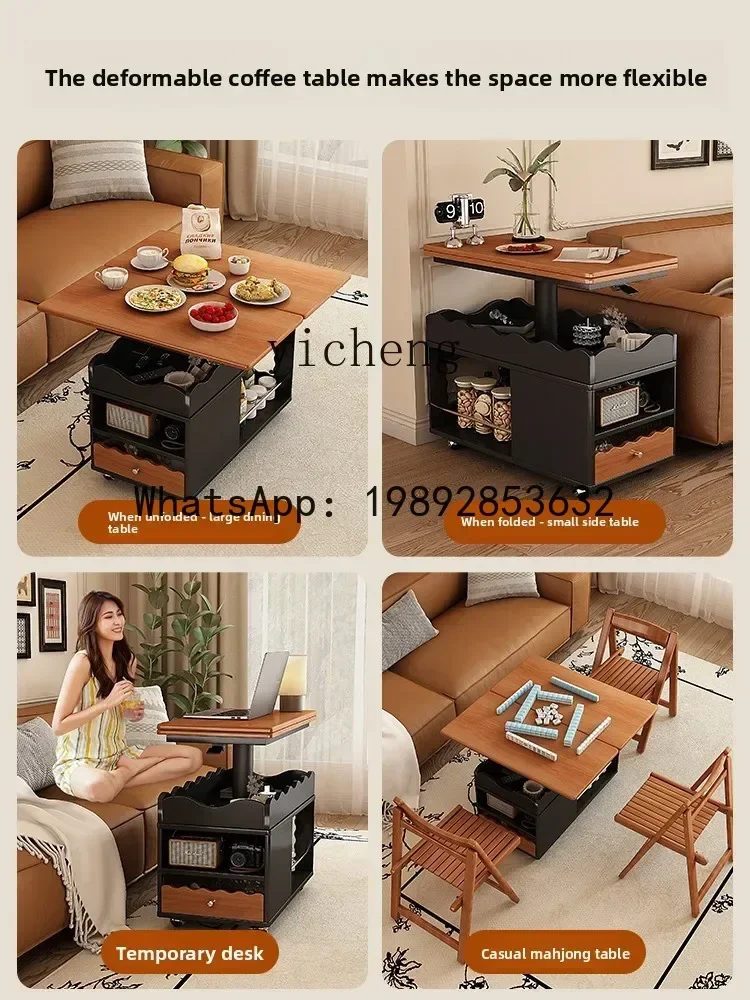 

multi-functional liftable folding coffee table trolley apartment multi-functional dining table medieval trolley side table
