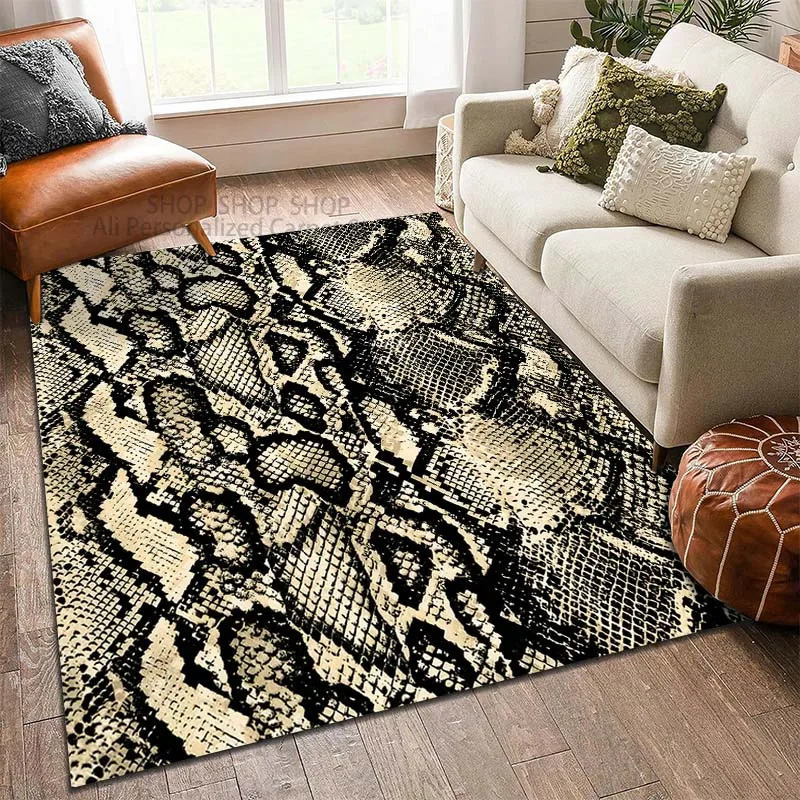 1PC Classic Snakeskin Pattern Carpet for Living Room Bedroom Sofa Home Decor Non-slip Floor Mat Large Size Modern Home Decor