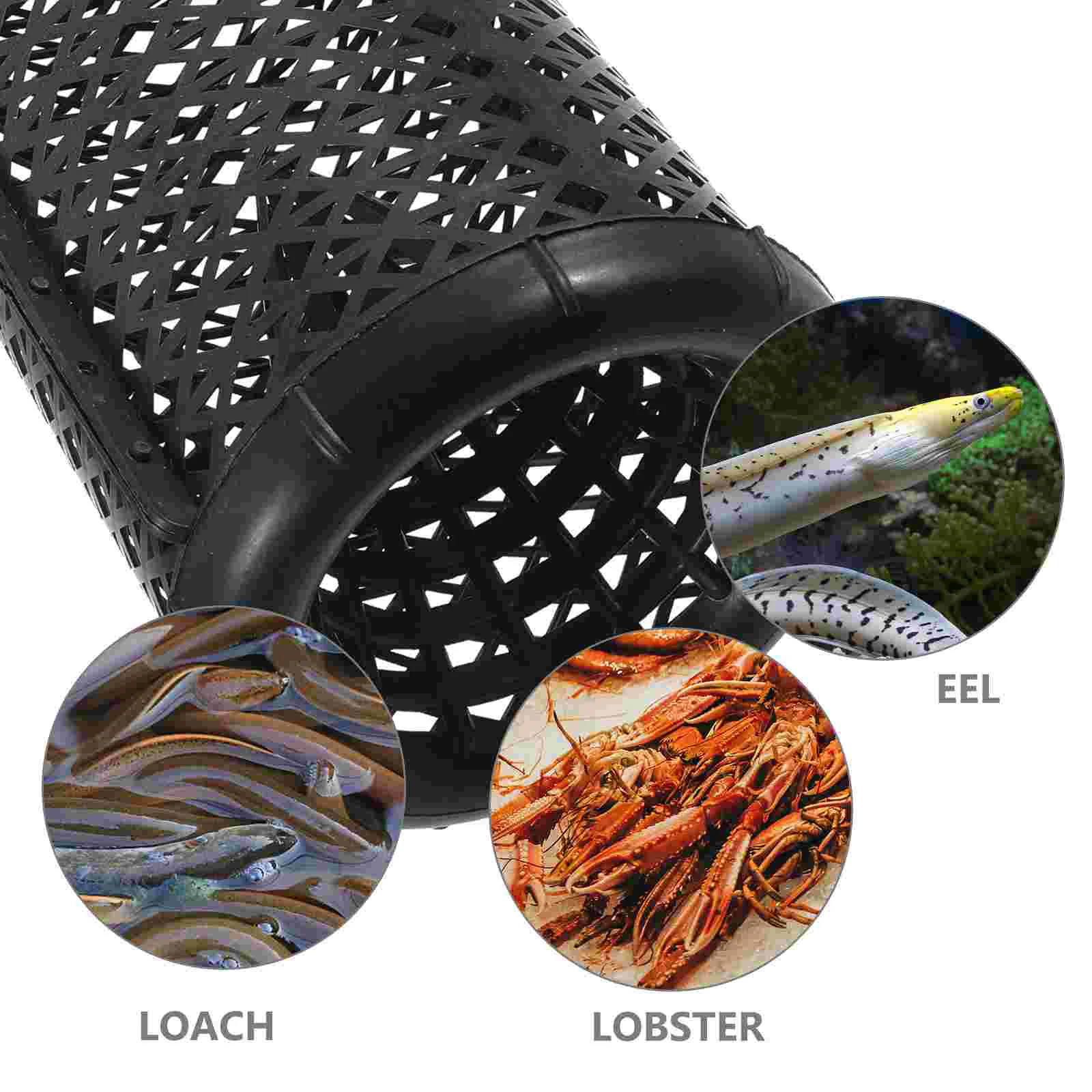 Square Fish Protection Small Portable Quick-drying Net Mouth Fishing Black Pit Wild Eel Trap Netting Cage Plastic Crab Catcher