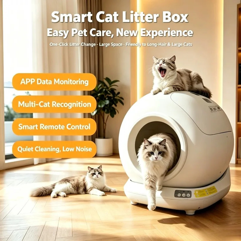 Smart Cat Litter Box Automatic Self Cleaning Large Capacity Fully Enclosed Electric Pet Cat Toilet Odor Deodorizing Litter Tray