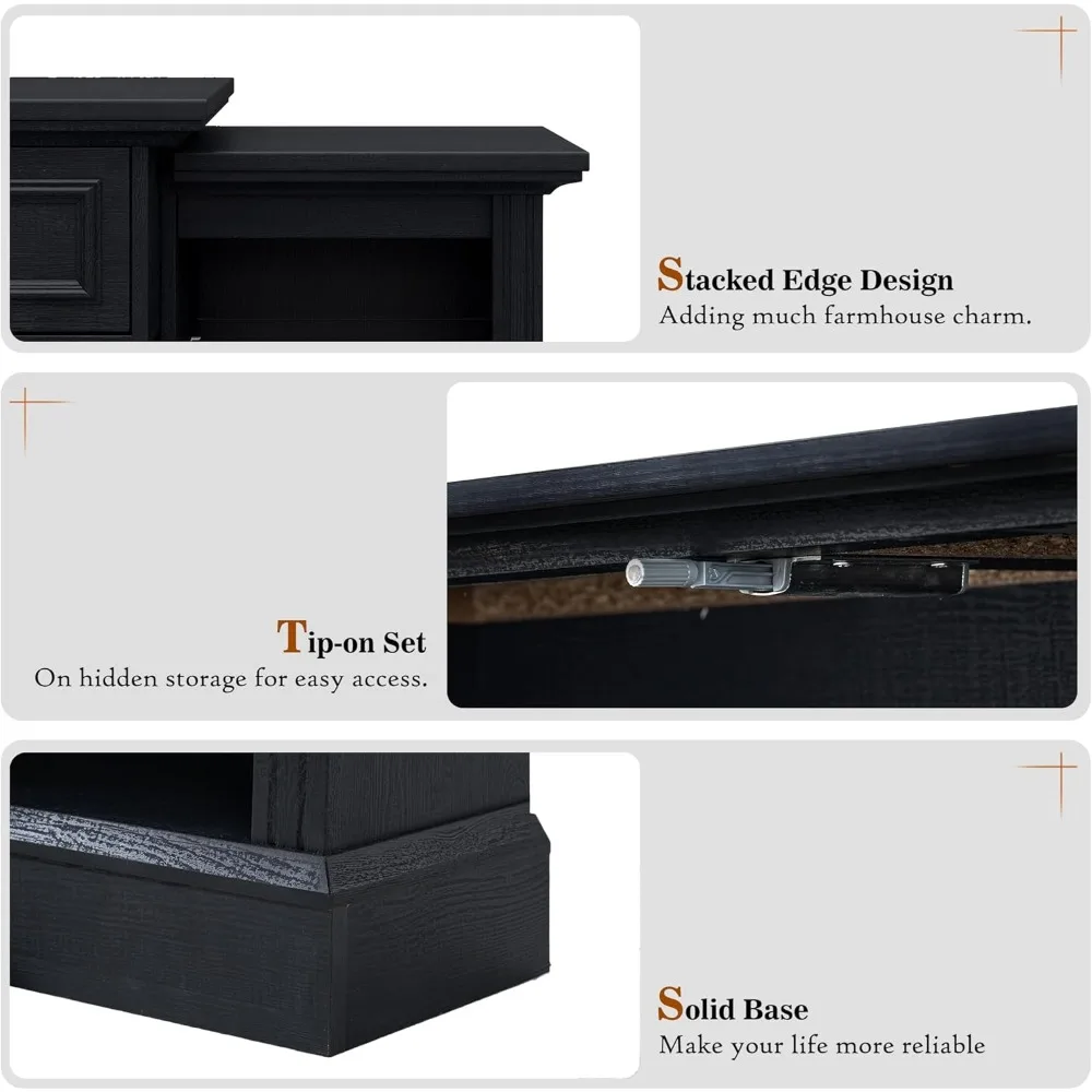 60 مدفأة كهربائية للمزرعة مع رف، حامل تلفزيون مدفأة ثلاثي الجوانب لأجهزة التلفاز حتى 65، طاولة مركز الترفيه #5