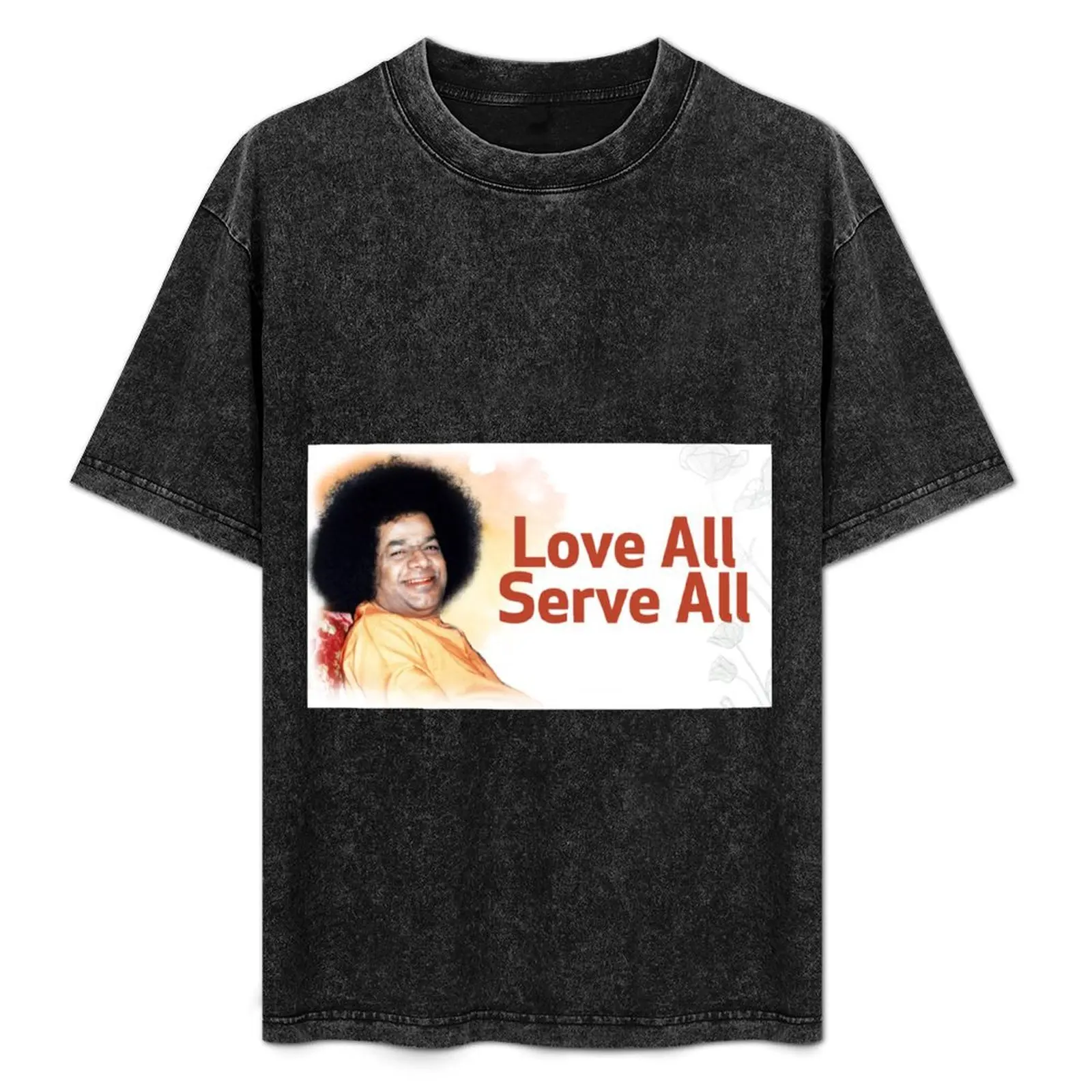 Camiseta Sathya Sai Baba Love All Serve All, camiseta de manga corta grande y alta