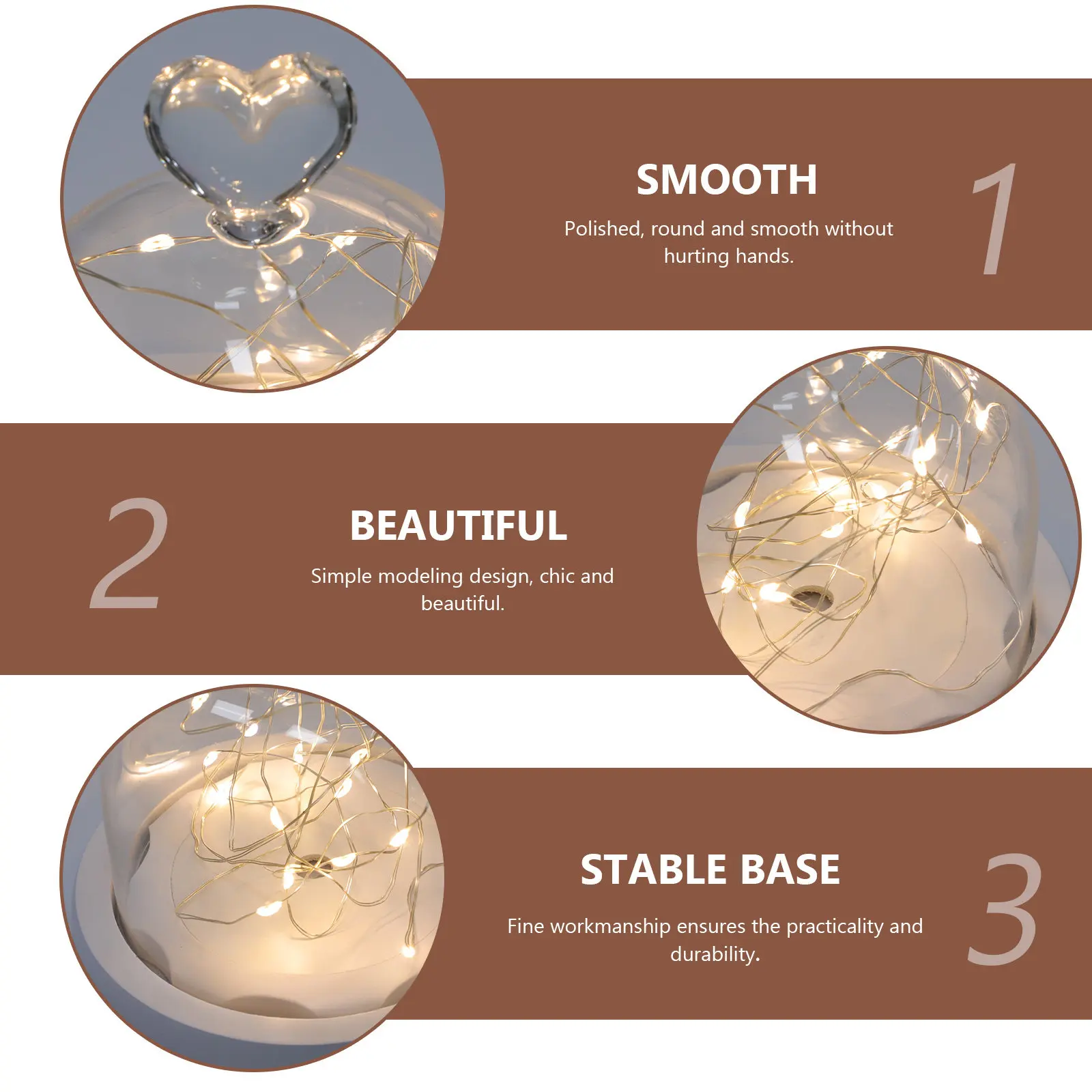 

Стеклянный колпак-ночник для вечных цветов: высококачественный стеклянный декоративный купол с LED-подсветкой для микроландшафта и демонстрации цветов