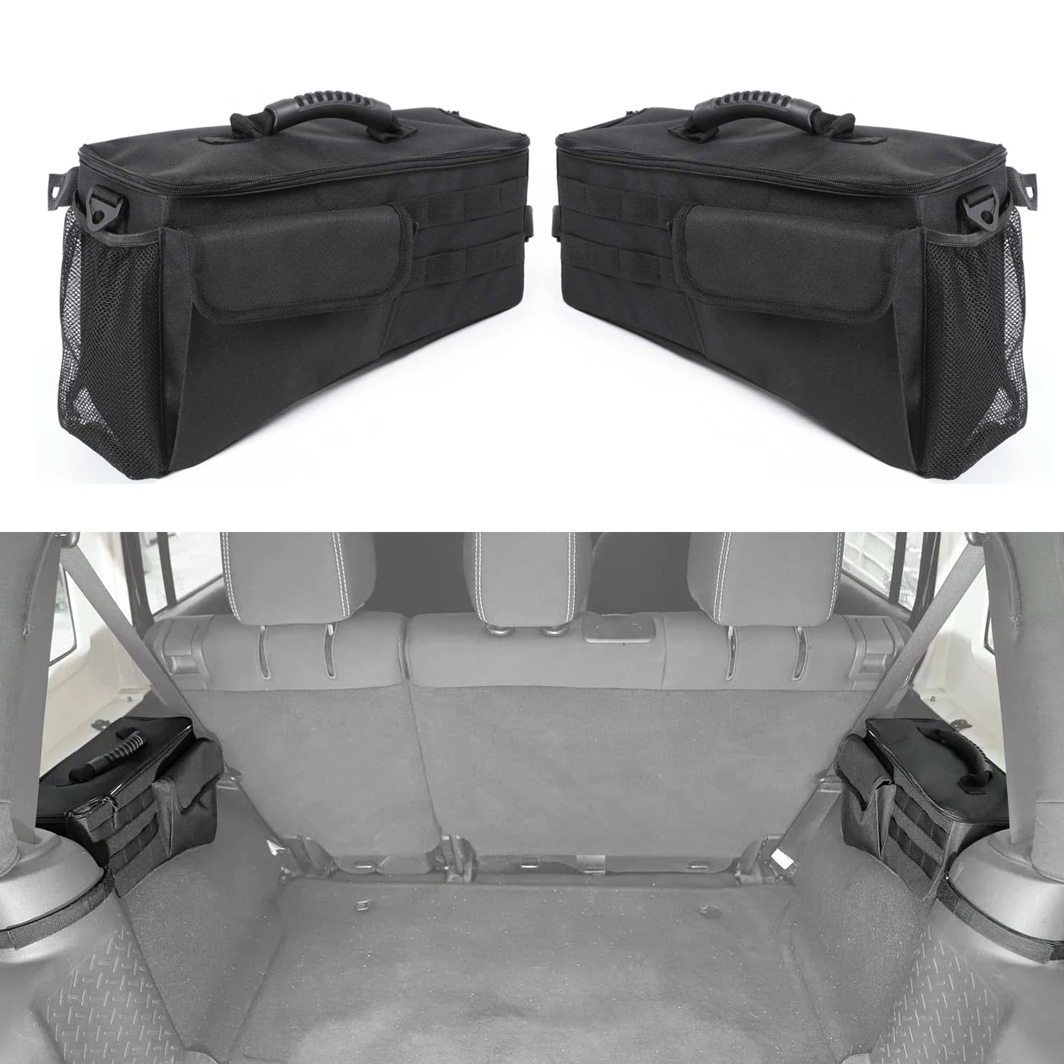 Trunk Side Storage Bag Organizer Tool Tray for Jeep Wrangler JK JL JT 4-Door 2007-2024 Stowing Tidying Car Interior Accessories