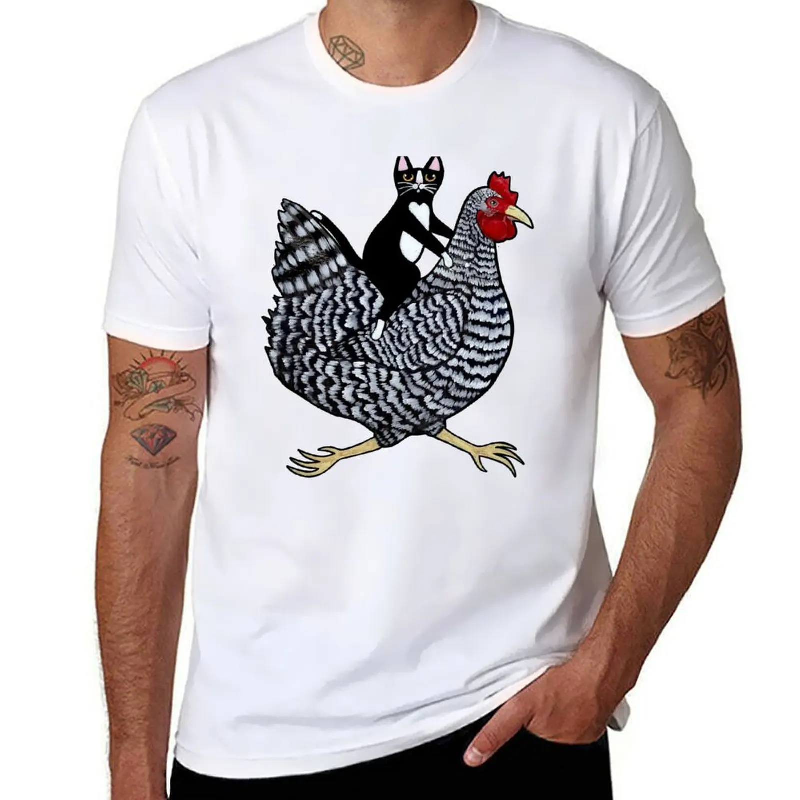 

Cat Riding a Chicken T-Shirt t shirt man casual man t shirts graphic t shirts designer T-Shirt