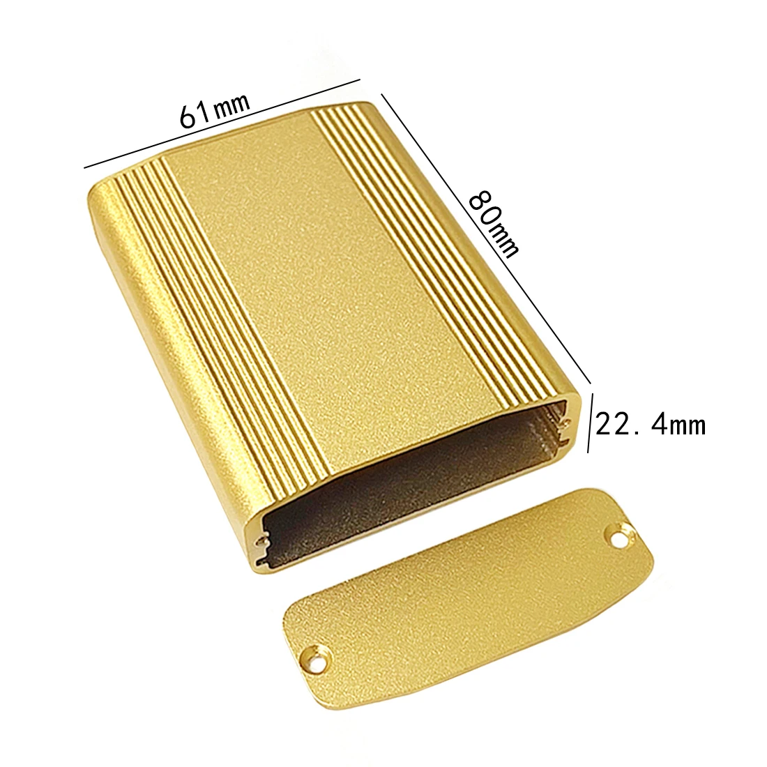 Boîtier en aluminium 61*22.4*80mm pour instrument, alimentation, boîtier de circuit imprimé, DIY, gris fer/or, extrusion industrielle