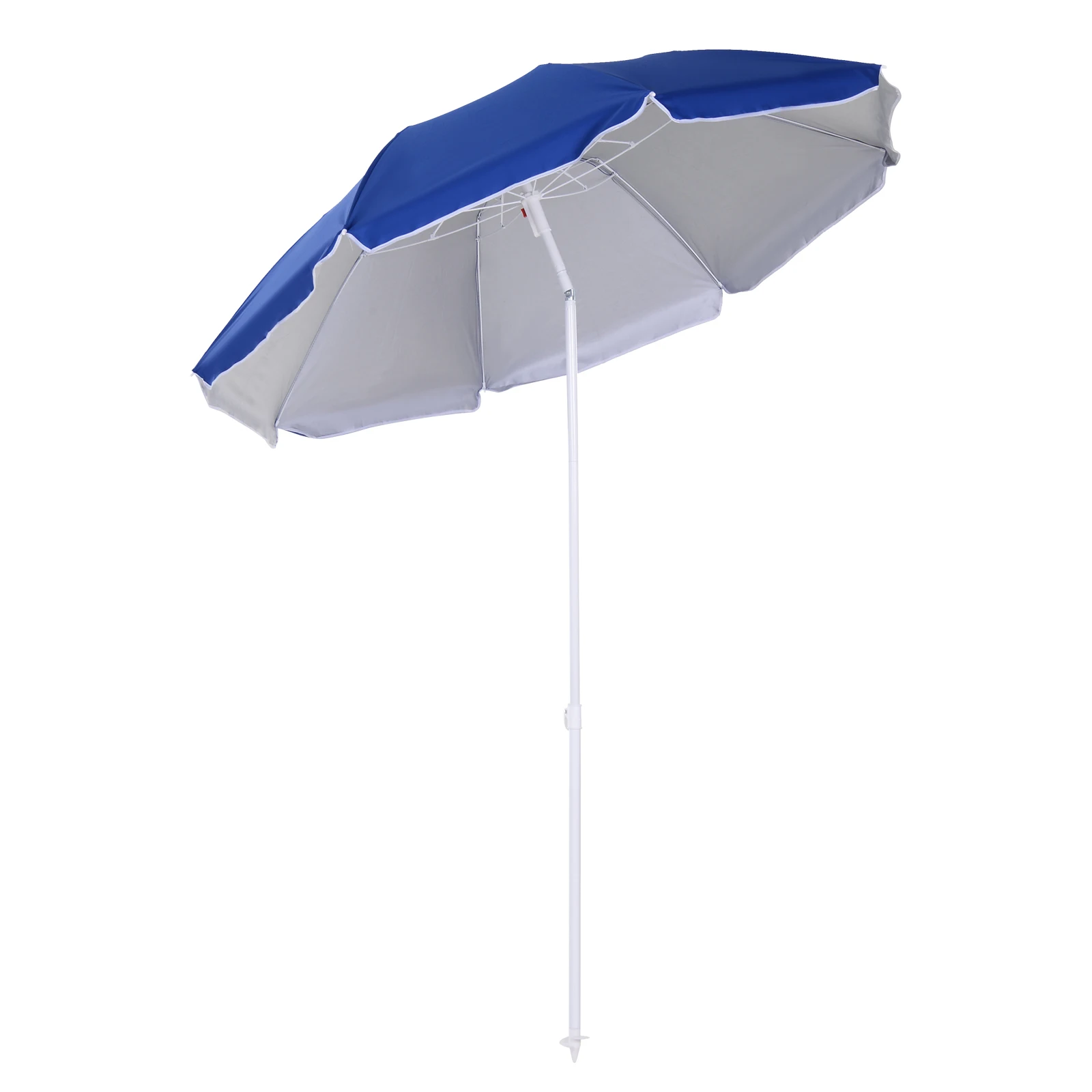 Outsunny Sombrilla de Playa Grande Ø160 cm Protección UV Impermeable Azul