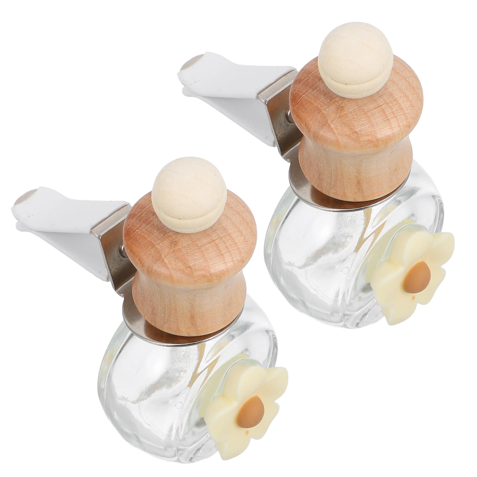 

2pcs Perfume Clip Bottle Glass Fragrance Diffuser Car Interior Decorations Air Vent Ornament Essential Oil Holder Durable