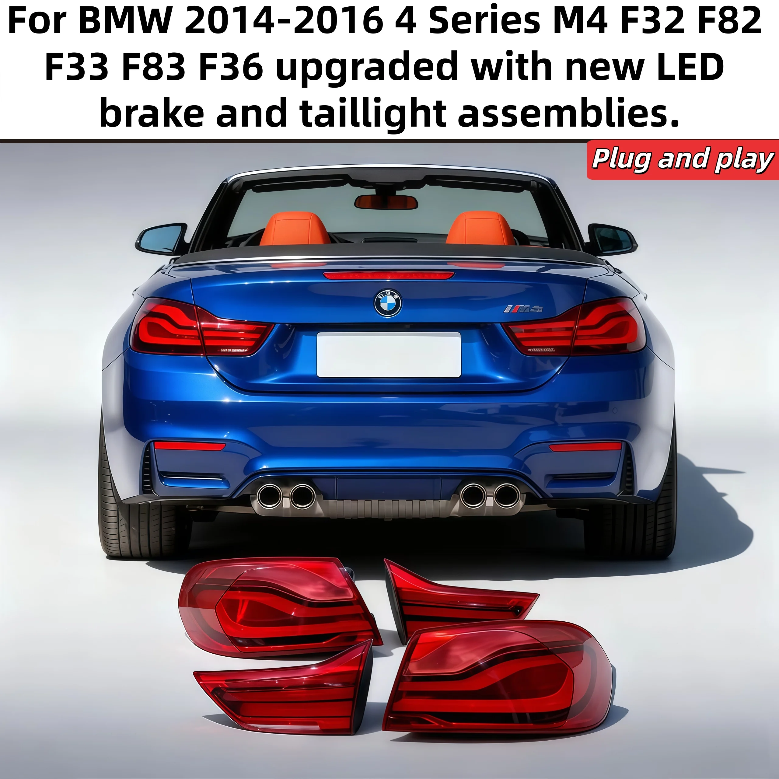 

Для BMW 2014-2016 4-й серии M4 F32 F82 F33 F83 F36 обновление с новыми светодиодными тормозами и новым задним фонарем в сборе, plug and play.