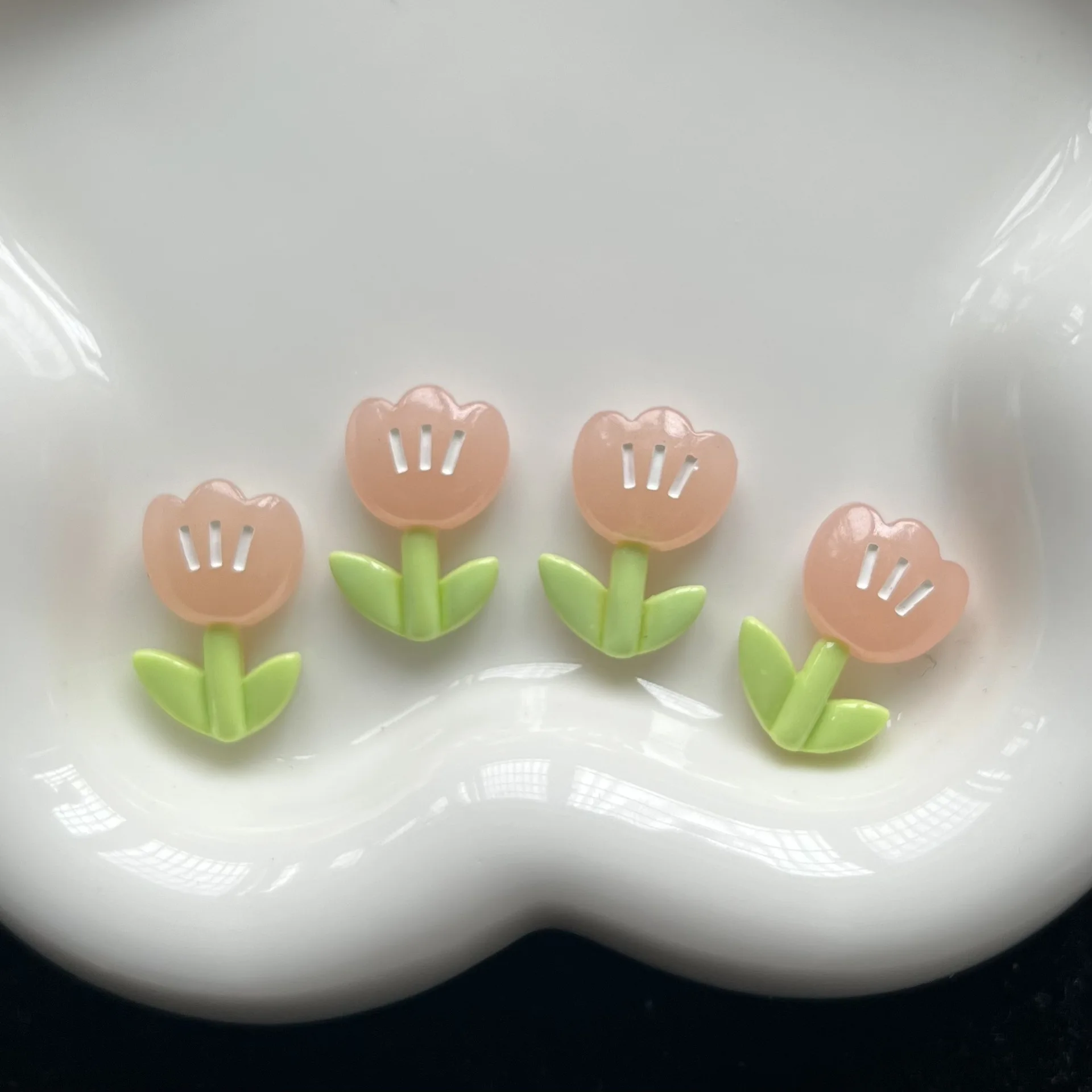 5pcs miniso series flower cartoon resin flatback cabochons diy crafts materials jewelry making charms