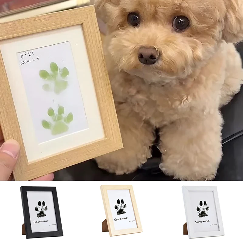 New Pet Handprint And Footprint Kit For Dog & Cat, Dog Paw Print Pad Kit, Clean Touch Ink Pad For Pets With Frame