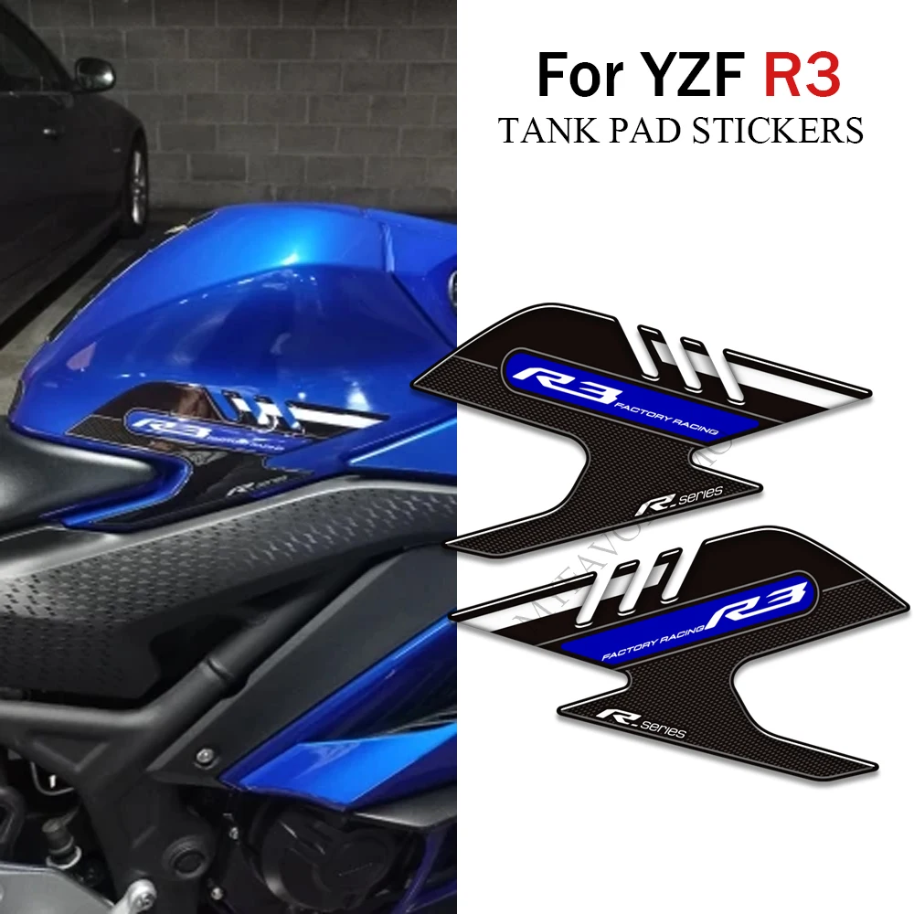 

Motorcycle Tank Grip Pads For YZF R3 YZF-R3 YZFR3 Protector 3D Sticker Tank Traction Pad Side Anti-Slip Stickers