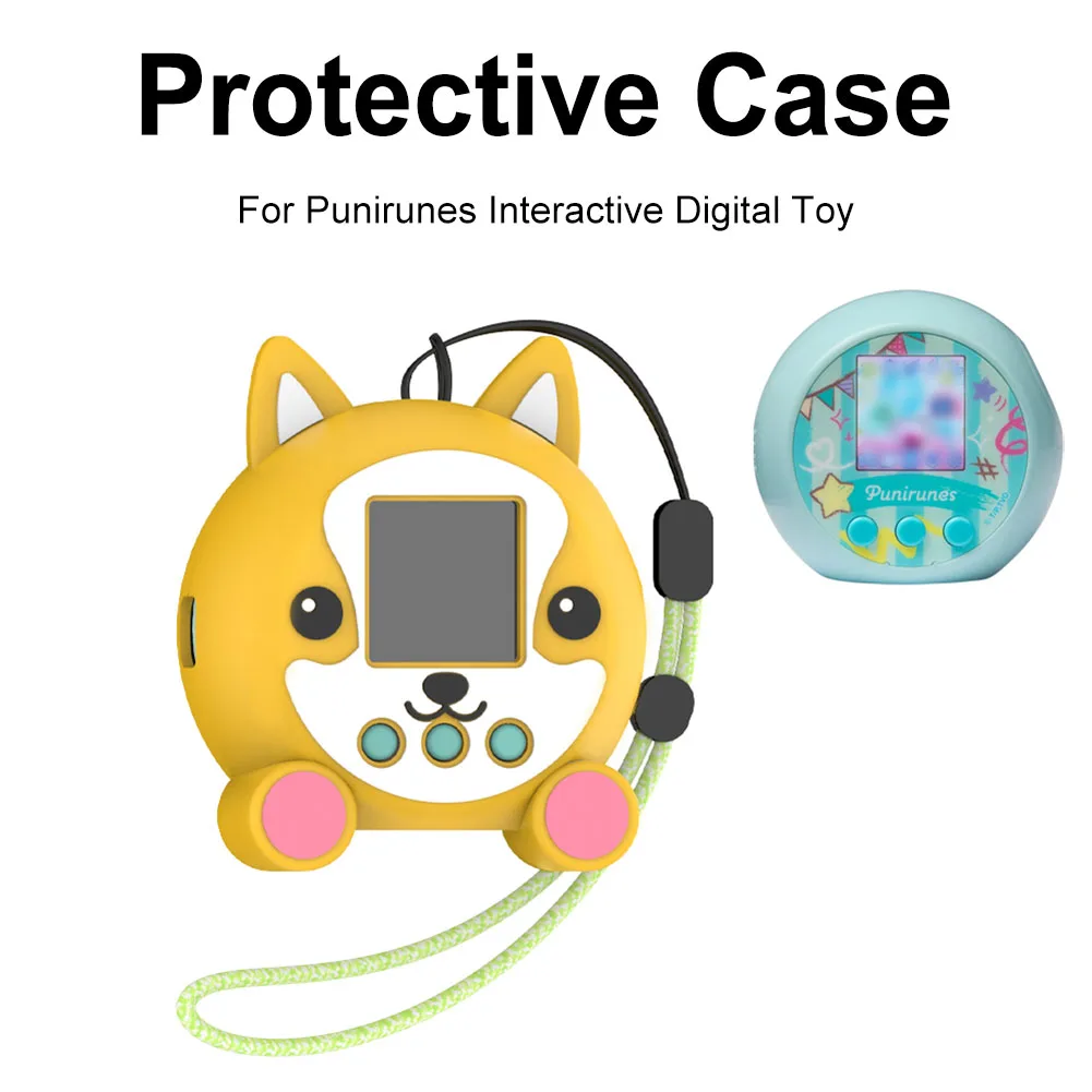 Silicone Case Cover For Punirunes Interactive Digital Toy Soft Protective Case Shockproof Protective Skin Sleeve with Lanyard