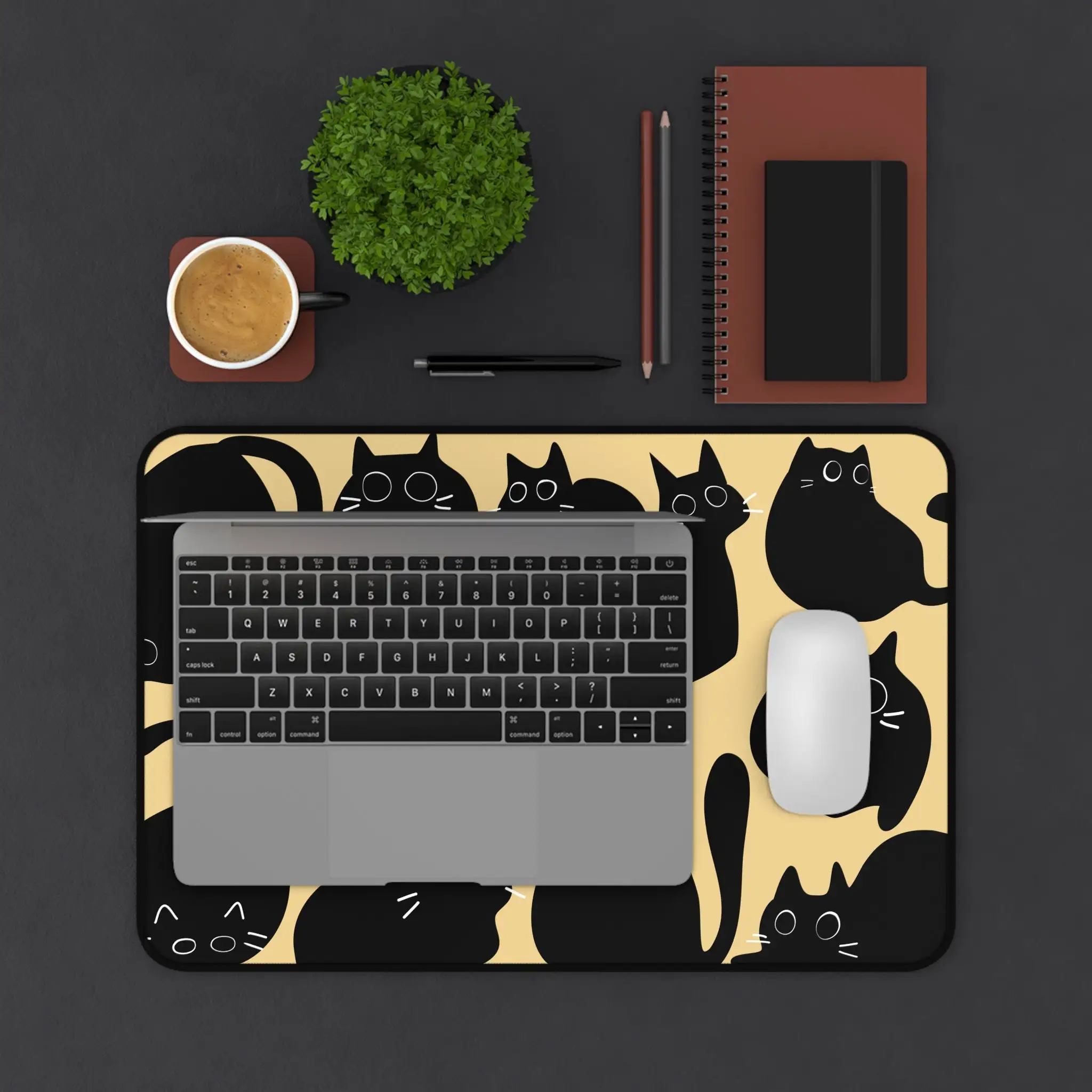 Black Cat Mouse Pad Cute Desk Pad Large Mousepad for Work Game Office Home XL Cozy Cat Desk Mats Gamer Keyboard Mouse Mat