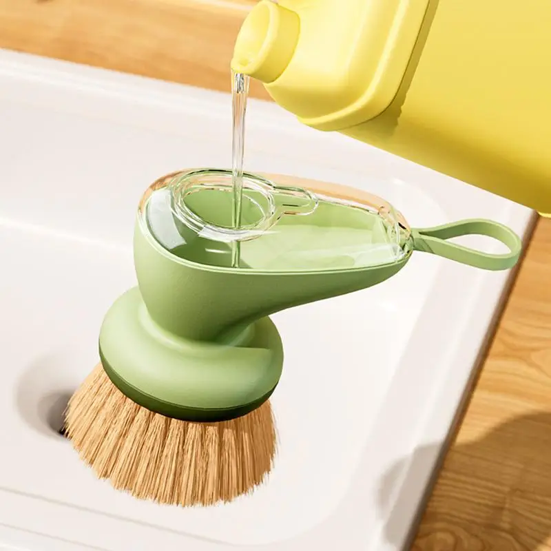 Soap Dispensing Dish Brush Sink Scrubber Soap Dispenser Dish Brush Palm Brush Scrub Brush for Kitchen Utensils and Sink