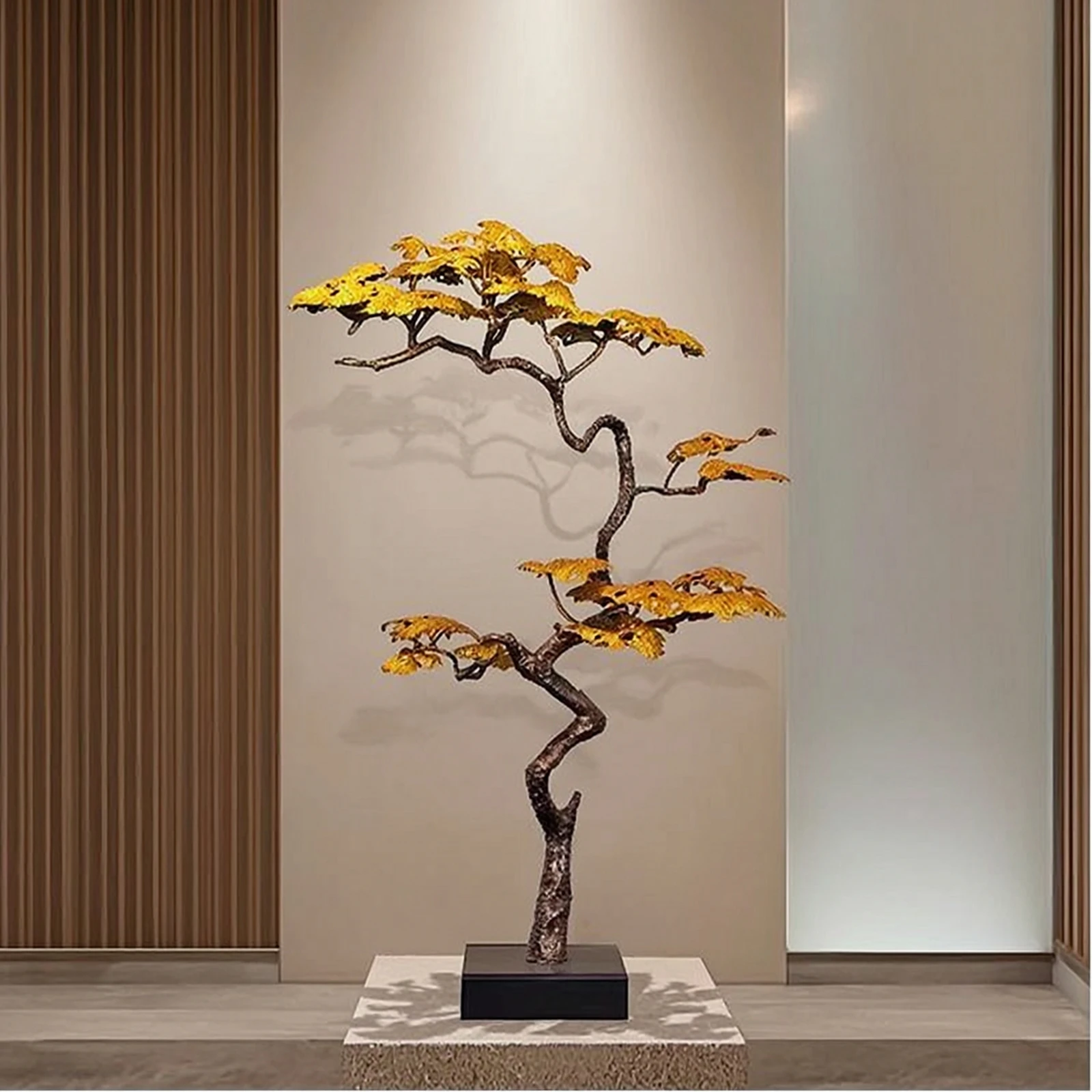 Conifer Tree Sculpture Forged Metal Tree Sculpture Statue Handmade Decor Elegant for Interior Designers, Hotel Lobby