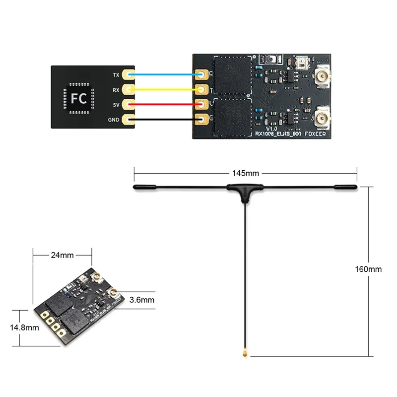 Foxeer ELRS 915/868MHz Diversity Receiver 200Hz 50mW for FPV Freestyle Long Range Drones DIY Parts