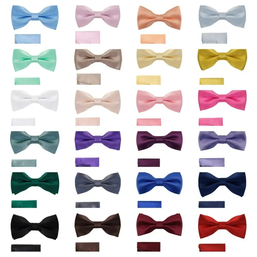 Luxuriöses Einfarbiges Fliegen-Set mit Kragen, Polyester-Einstecktuch-Set, Taschentuch, Vorgefertigte Fliege, Hochzeits-Accessoire-Set, Geschenk – Detail 2